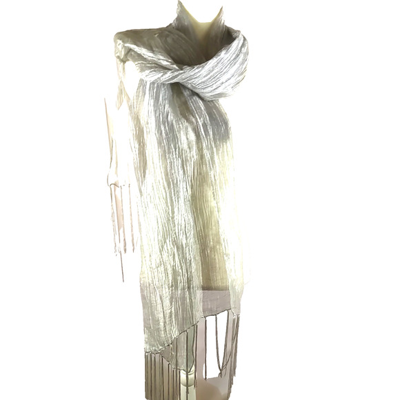 Collection XIIX Women's Shimmer Metallic Evening Wrap Scarf 72 X 20 Fringe - Picture 1 of 11